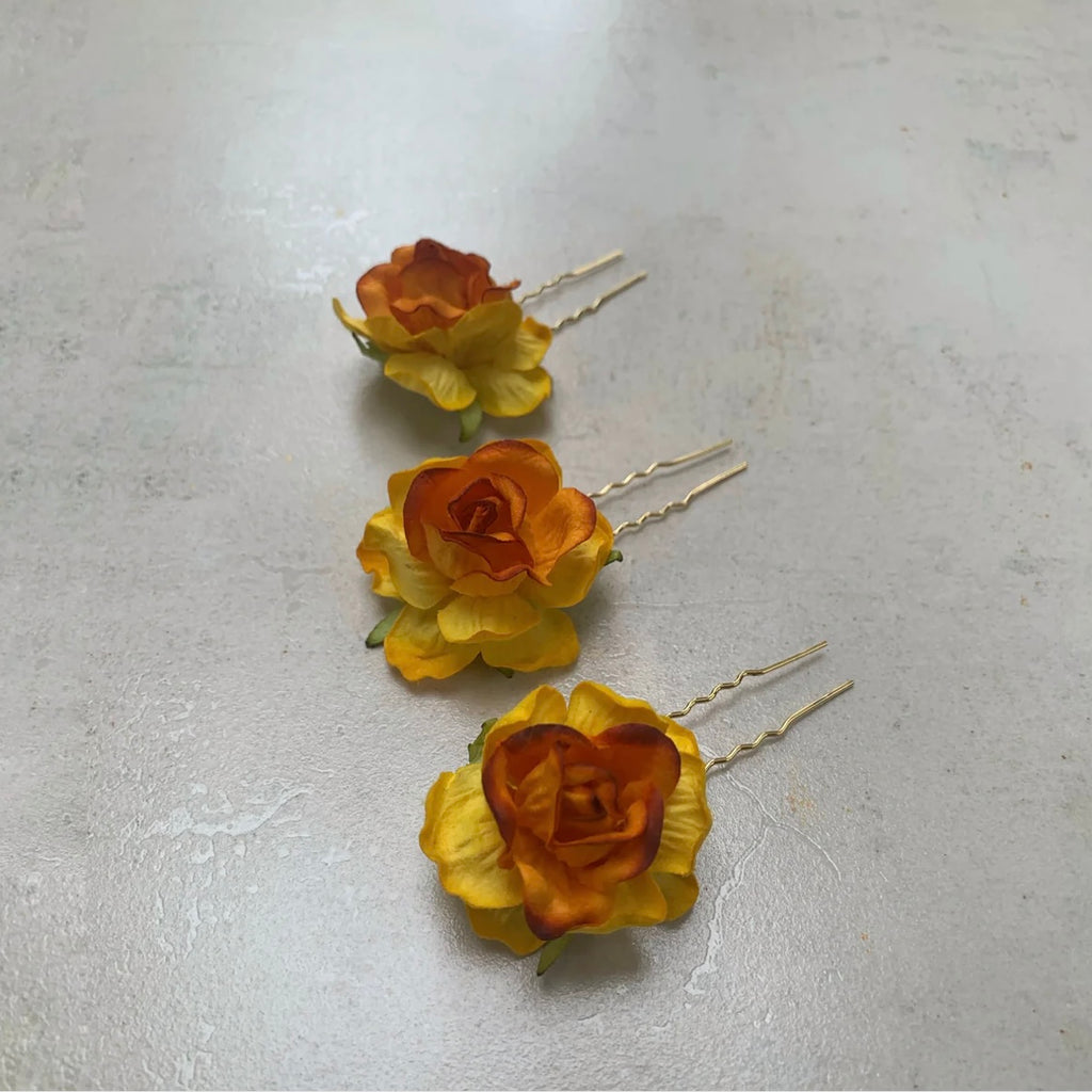 Crystal Flower Pins - Set of 3