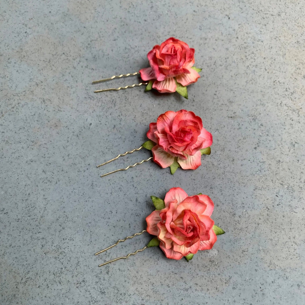 Crystal Flower Pins - Set of 3