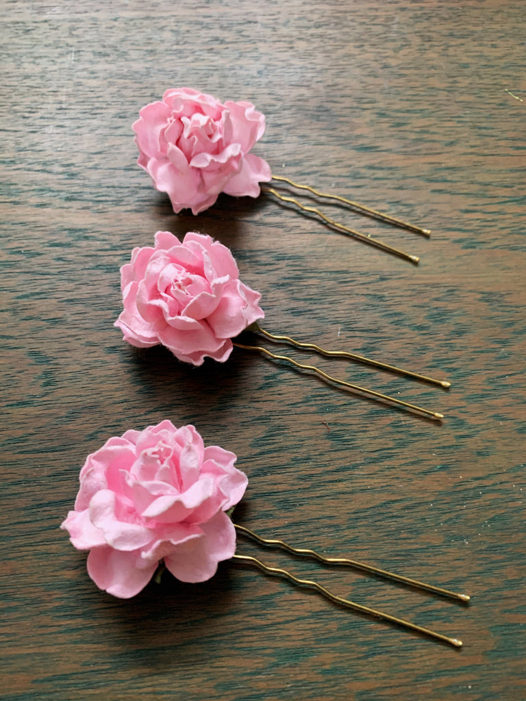 Light Pink Floral Pins - Set of 3